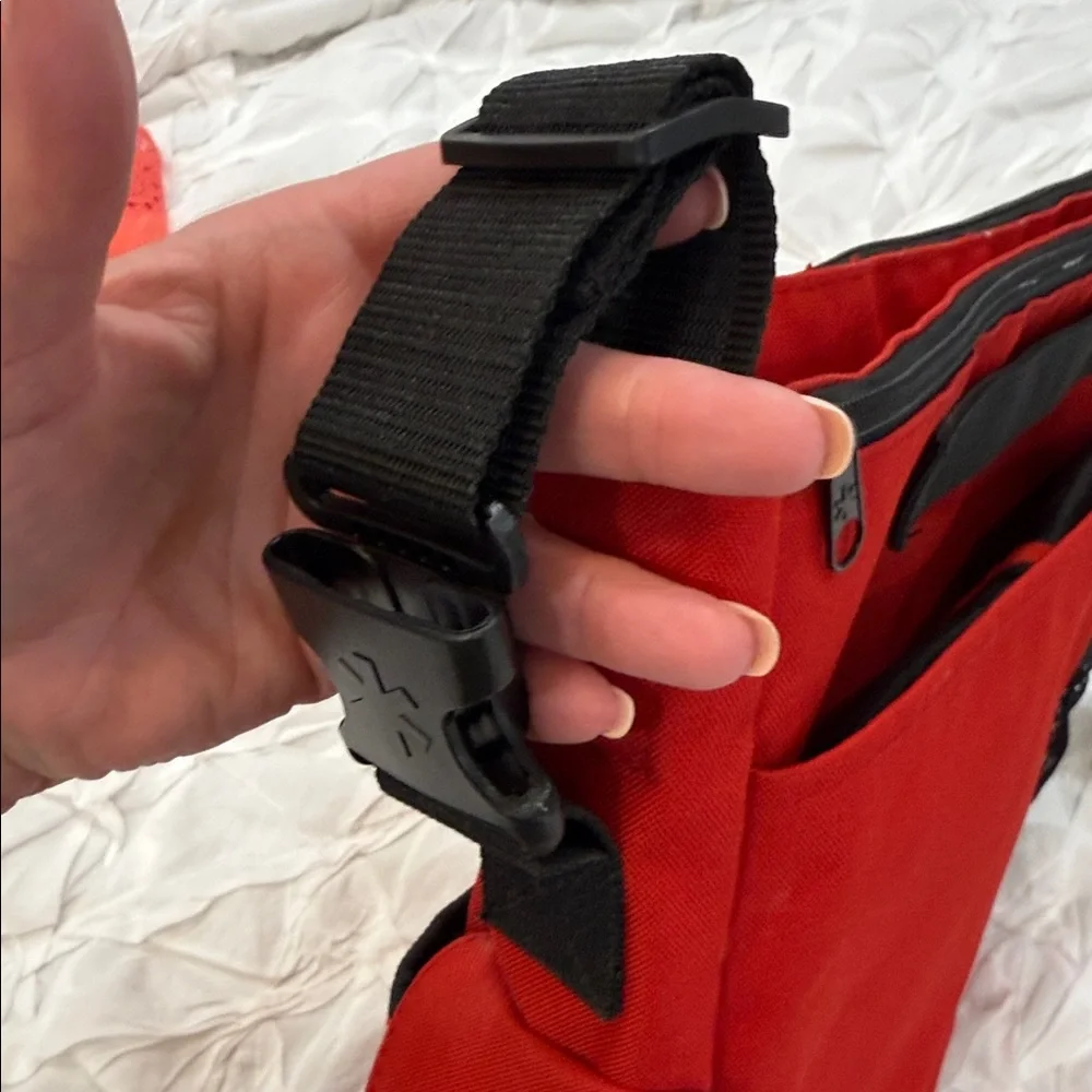 Skip Hop Red Canvas Shoulder Baby/Diaper Tote with Multi Front/Inner Pockets